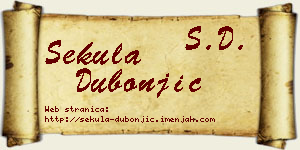 Sekula Dubonjić vizit kartica
